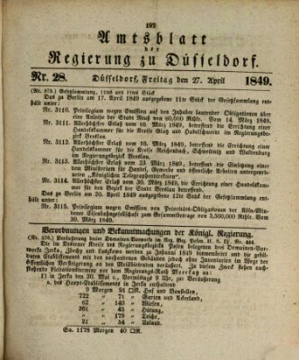 Amtsblatt für den Regierungsbezirk Düsseldorf Freitag 27. April 1849