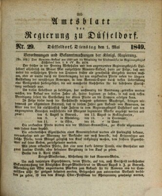 Amtsblatt für den Regierungsbezirk Düsseldorf Dienstag 1. Mai 1849