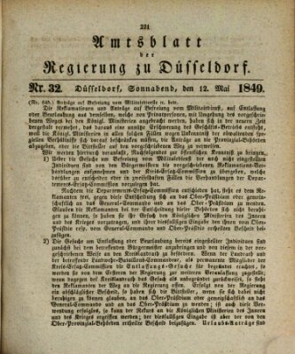 Amtsblatt für den Regierungsbezirk Düsseldorf Samstag 12. Mai 1849