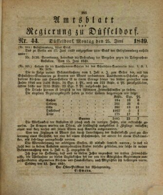 Amtsblatt für den Regierungsbezirk Düsseldorf Montag 25. Juni 1849