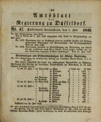 Amtsblatt für den Regierungsbezirk Düsseldorf Samstag 7. Juli 1849