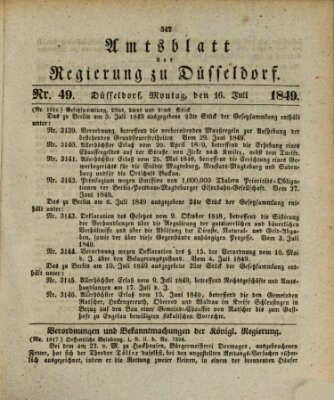 Amtsblatt für den Regierungsbezirk Düsseldorf Montag 16. Juli 1849