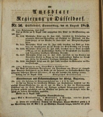 Amtsblatt für den Regierungsbezirk Düsseldorf Donnerstag 16. August 1849