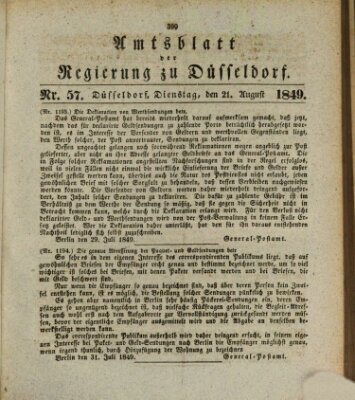 Amtsblatt für den Regierungsbezirk Düsseldorf Dienstag 21. August 1849