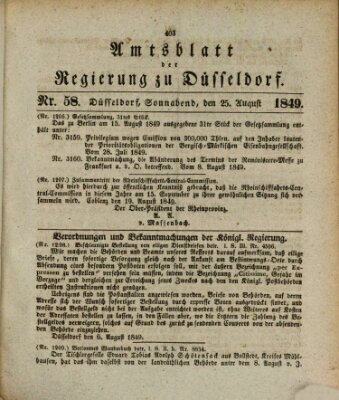 Amtsblatt für den Regierungsbezirk Düsseldorf Samstag 25. August 1849