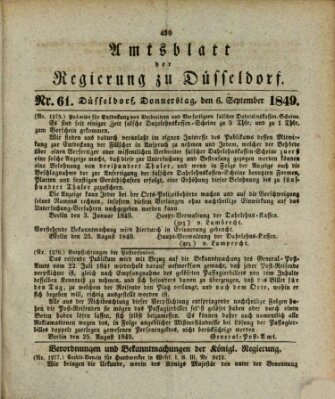 Amtsblatt für den Regierungsbezirk Düsseldorf Donnerstag 6. September 1849