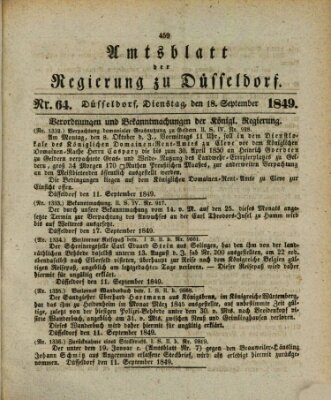 Amtsblatt für den Regierungsbezirk Düsseldorf Dienstag 18. September 1849