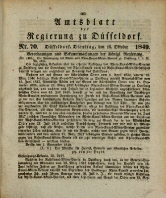 Amtsblatt für den Regierungsbezirk Düsseldorf Dienstag 16. Oktober 1849