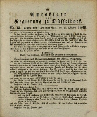 Amtsblatt für den Regierungsbezirk Düsseldorf Donnerstag 25. Oktober 1849