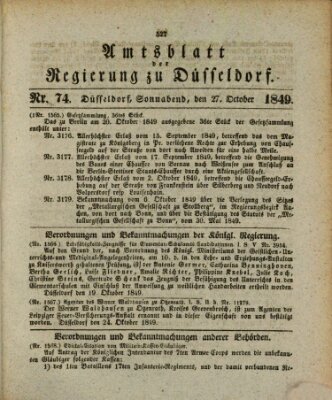 Amtsblatt für den Regierungsbezirk Düsseldorf Samstag 27. Oktober 1849