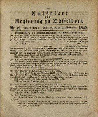 Amtsblatt für den Regierungsbezirk Düsseldorf Mittwoch 21. November 1849