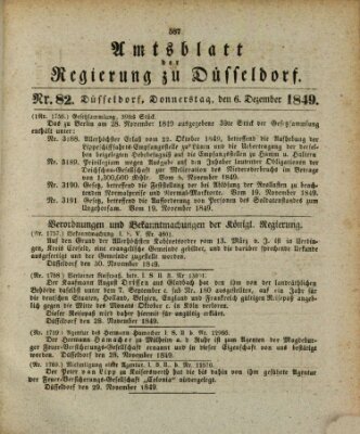 Amtsblatt für den Regierungsbezirk Düsseldorf Donnerstag 6. Dezember 1849