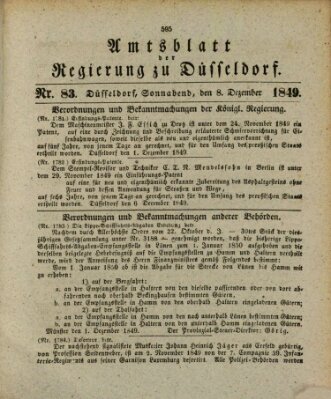 Amtsblatt für den Regierungsbezirk Düsseldorf Samstag 8. Dezember 1849