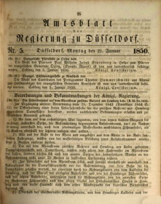 Amtsblatt für den Regierungsbezirk Düsseldorf Montag 21. Januar 1850