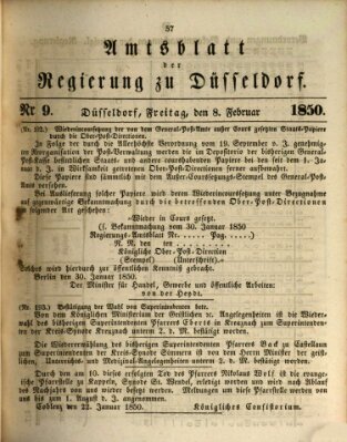 Amtsblatt für den Regierungsbezirk Düsseldorf Freitag 8. Februar 1850