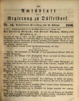 Amtsblatt für den Regierungsbezirk Düsseldorf Dienstag 26. Februar 1850