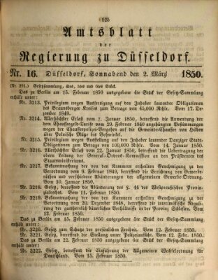 Amtsblatt für den Regierungsbezirk Düsseldorf Samstag 2. März 1850