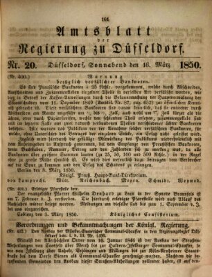 Amtsblatt für den Regierungsbezirk Düsseldorf Samstag 16. März 1850