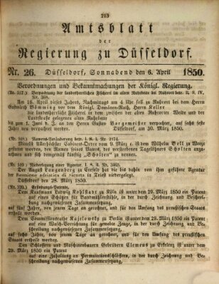 Amtsblatt für den Regierungsbezirk Düsseldorf Samstag 6. April 1850