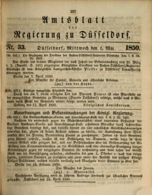 Amtsblatt für den Regierungsbezirk Düsseldorf Mittwoch 1. Mai 1850