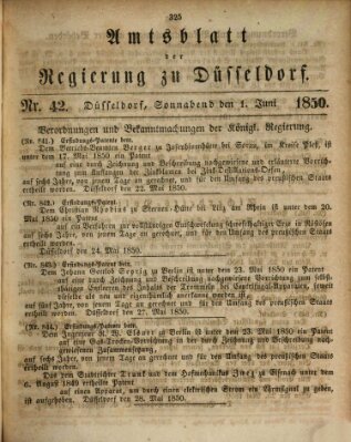 Amtsblatt für den Regierungsbezirk Düsseldorf Samstag 1. Juni 1850