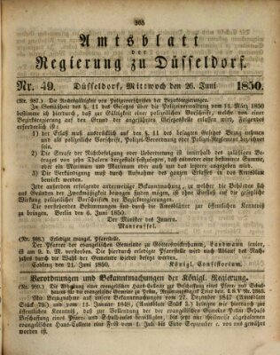 Amtsblatt für den Regierungsbezirk Düsseldorf Mittwoch 26. Juni 1850