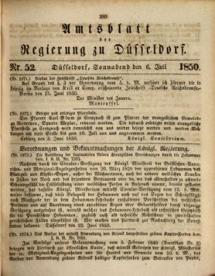 Amtsblatt für den Regierungsbezirk Düsseldorf Samstag 6. Juli 1850