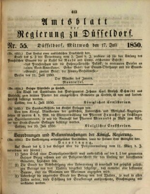 Amtsblatt für den Regierungsbezirk Düsseldorf Mittwoch 17. Juli 1850