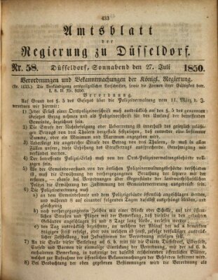 Amtsblatt für den Regierungsbezirk Düsseldorf Samstag 27. Juli 1850