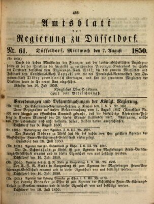 Amtsblatt für den Regierungsbezirk Düsseldorf Mittwoch 7. August 1850