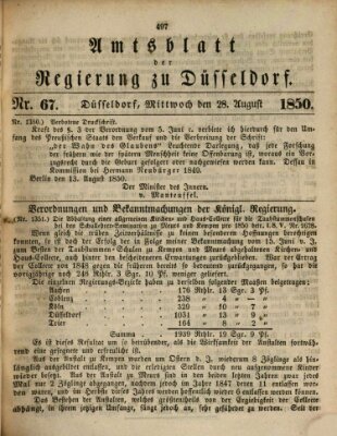 Amtsblatt für den Regierungsbezirk Düsseldorf Mittwoch 28. August 1850