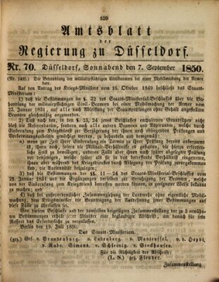 Amtsblatt für den Regierungsbezirk Düsseldorf Samstag 7. September 1850