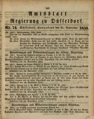 Amtsblatt für den Regierungsbezirk Düsseldorf Samstag 21. September 1850