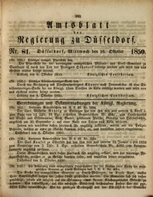 Amtsblatt für den Regierungsbezirk Düsseldorf Mittwoch 16. Oktober 1850