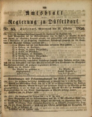 Amtsblatt für den Regierungsbezirk Düsseldorf Mittwoch 30. Oktober 1850