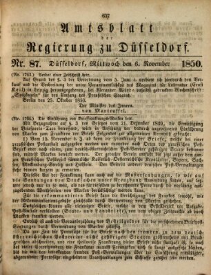 Amtsblatt für den Regierungsbezirk Düsseldorf Mittwoch 6. November 1850