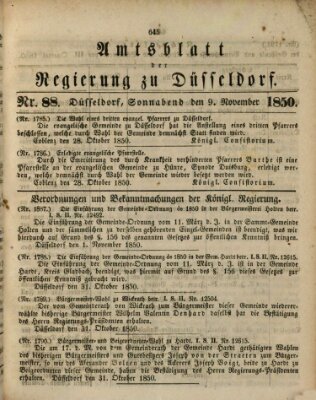 Amtsblatt für den Regierungsbezirk Düsseldorf Samstag 9. November 1850