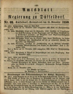 Amtsblatt für den Regierungsbezirk Düsseldorf Samstag 23. November 1850