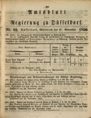 Amtsblatt für den Regierungsbezirk Düsseldorf Mittwoch 27. November 1850