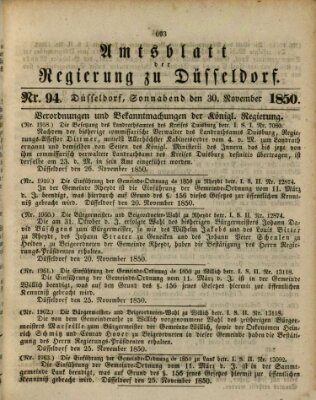 Amtsblatt für den Regierungsbezirk Düsseldorf Samstag 30. November 1850