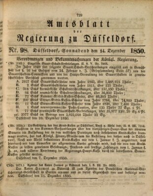 Amtsblatt für den Regierungsbezirk Düsseldorf Samstag 14. Dezember 1850