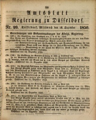 Amtsblatt für den Regierungsbezirk Düsseldorf Mittwoch 18. Dezember 1850