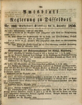 Amtsblatt für den Regierungsbezirk Düsseldorf Dienstag 31. Dezember 1850