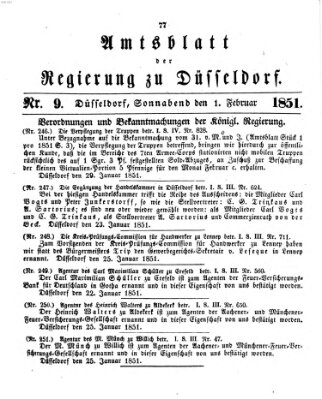 Amtsblatt für den Regierungsbezirk Düsseldorf Samstag 1. Februar 1851