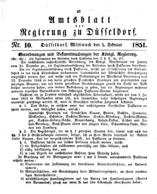 Amtsblatt für den Regierungsbezirk Düsseldorf Mittwoch 5. Februar 1851