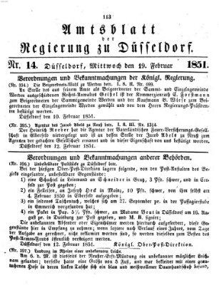 Amtsblatt für den Regierungsbezirk Düsseldorf Mittwoch 19. Februar 1851