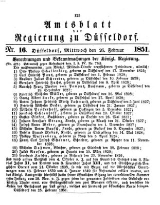 Amtsblatt für den Regierungsbezirk Düsseldorf Mittwoch 26. Februar 1851