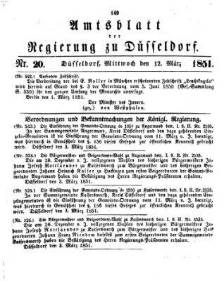 Amtsblatt für den Regierungsbezirk Düsseldorf Mittwoch 12. März 1851