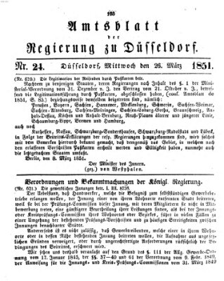 Amtsblatt für den Regierungsbezirk Düsseldorf Mittwoch 26. März 1851