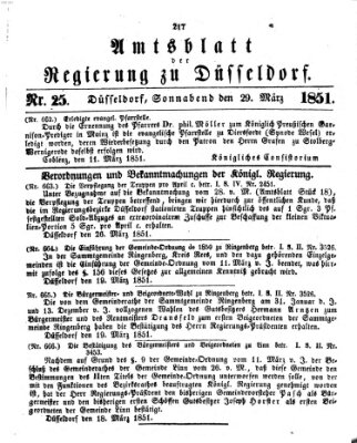 Amtsblatt für den Regierungsbezirk Düsseldorf Samstag 29. März 1851